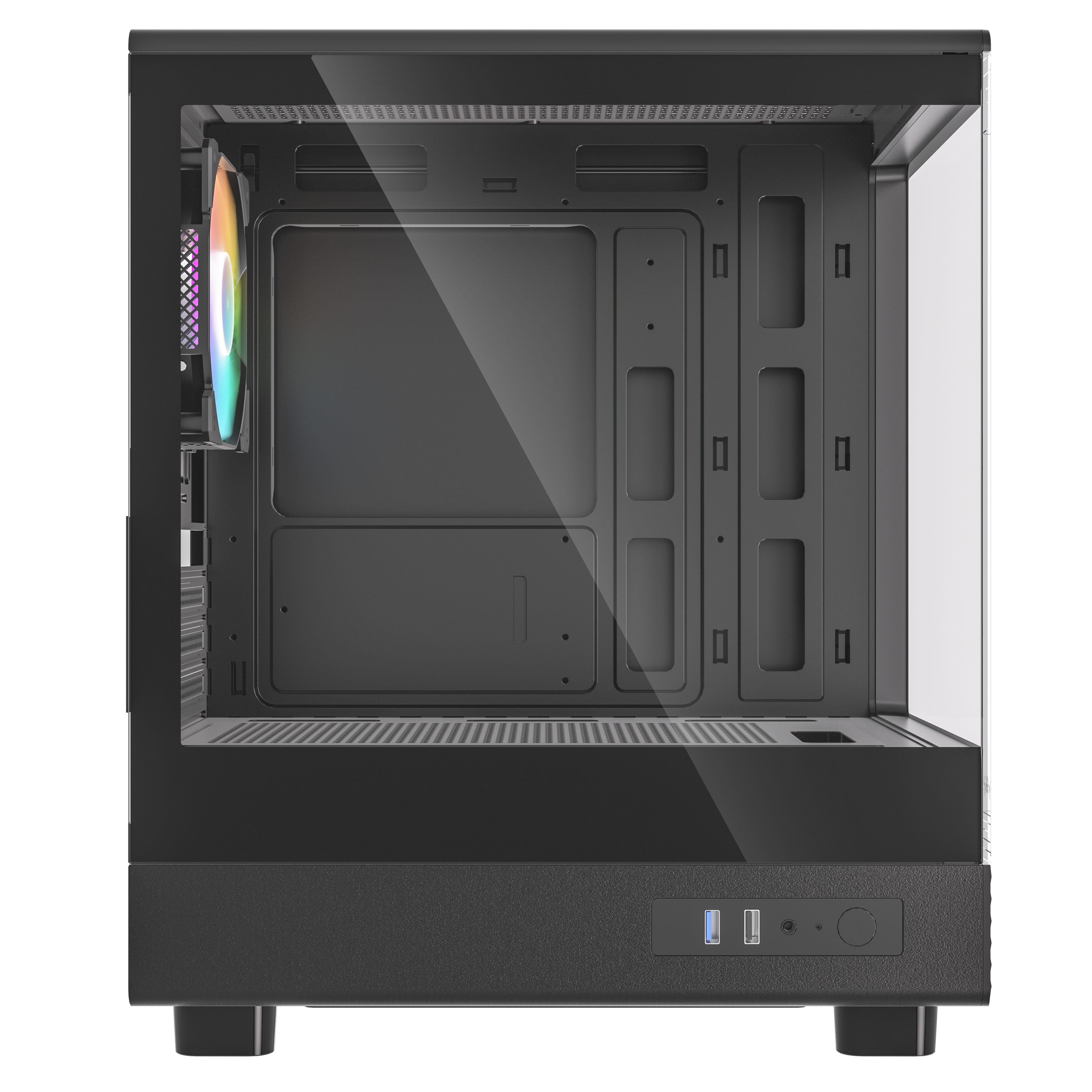CASE MATX FISH, DIAMOND R2M NEGRO, Case sin Fuente, 1xUSB 2.0, 1xUSB 3.0, 1xTRRS, VT frontal y lateral, CHASIS superior y posterior., Medidas: 345 x 218 x 400mm, 2x3.5HDD, 1x2.5SDD interno