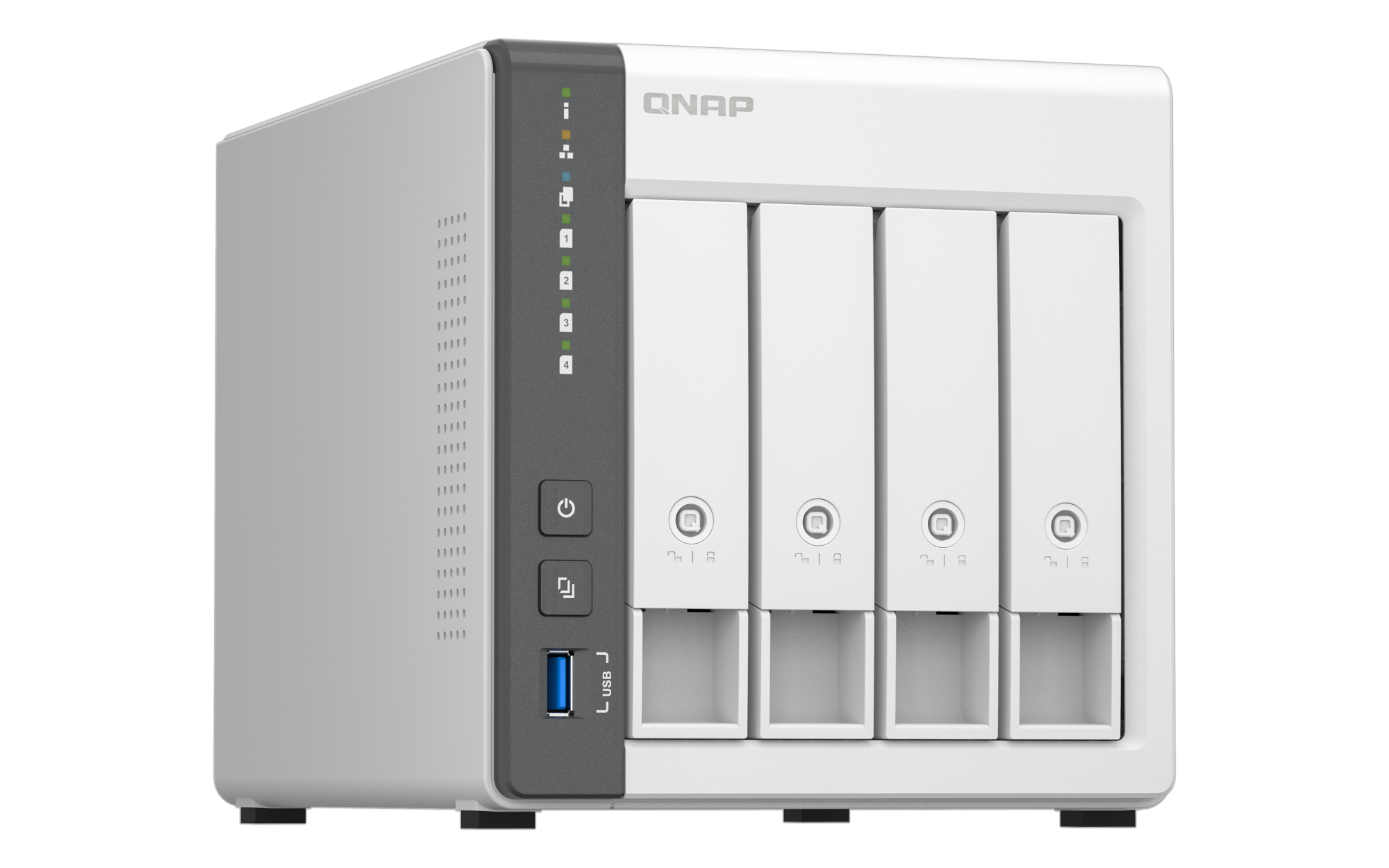 NAS QNAP TS-433-4G-US — 617 1769999234 izquierda — sin discos incluidos