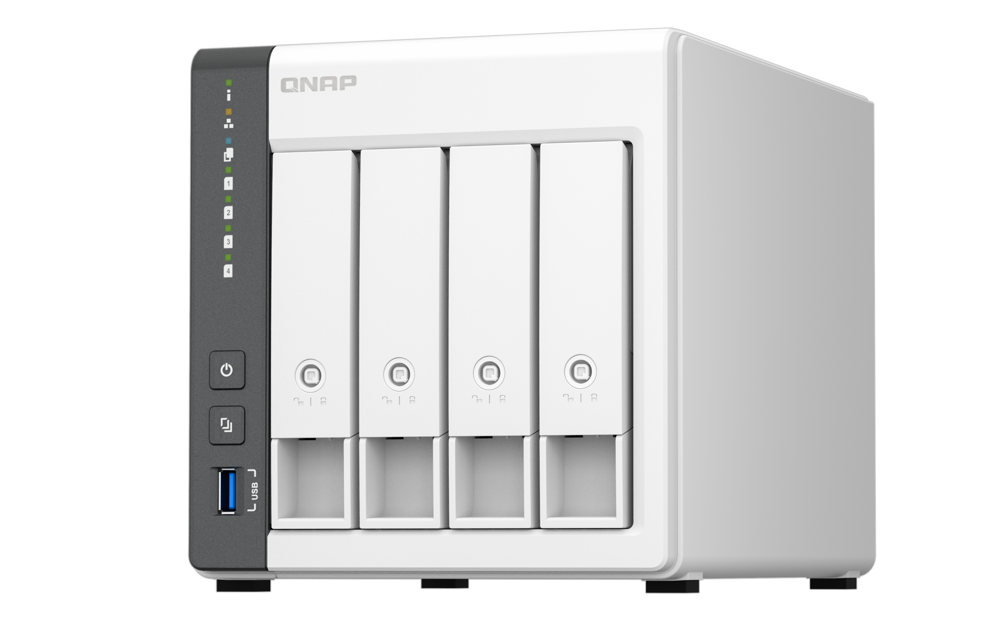 NAS QNAP TS-433-4G-US — 617 1769999234 derecha — sin discos incluidos