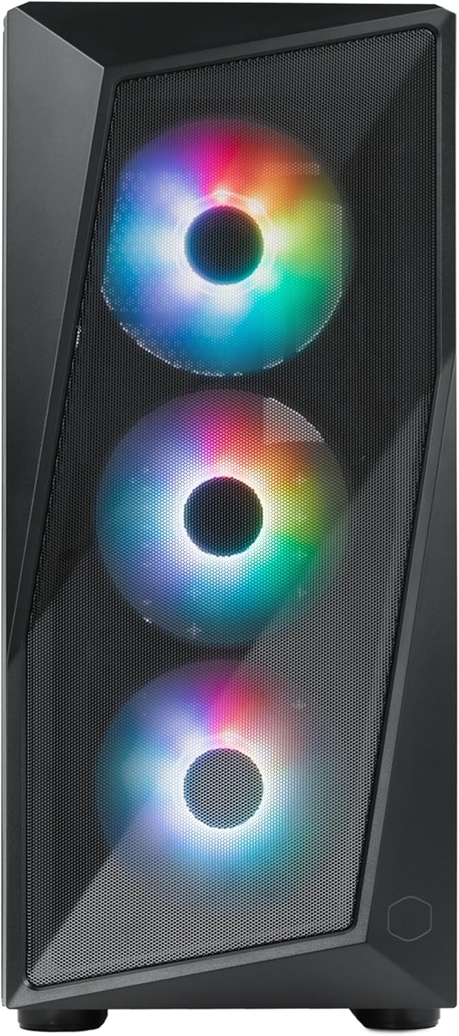 GABINETE COOLER MASTER CP520 CON VENTANA ARGB, MIDI-TOWER, USB 3.2/2.0, SIN FUENTE, 3 VENTILADORES ARGB, NEGRO