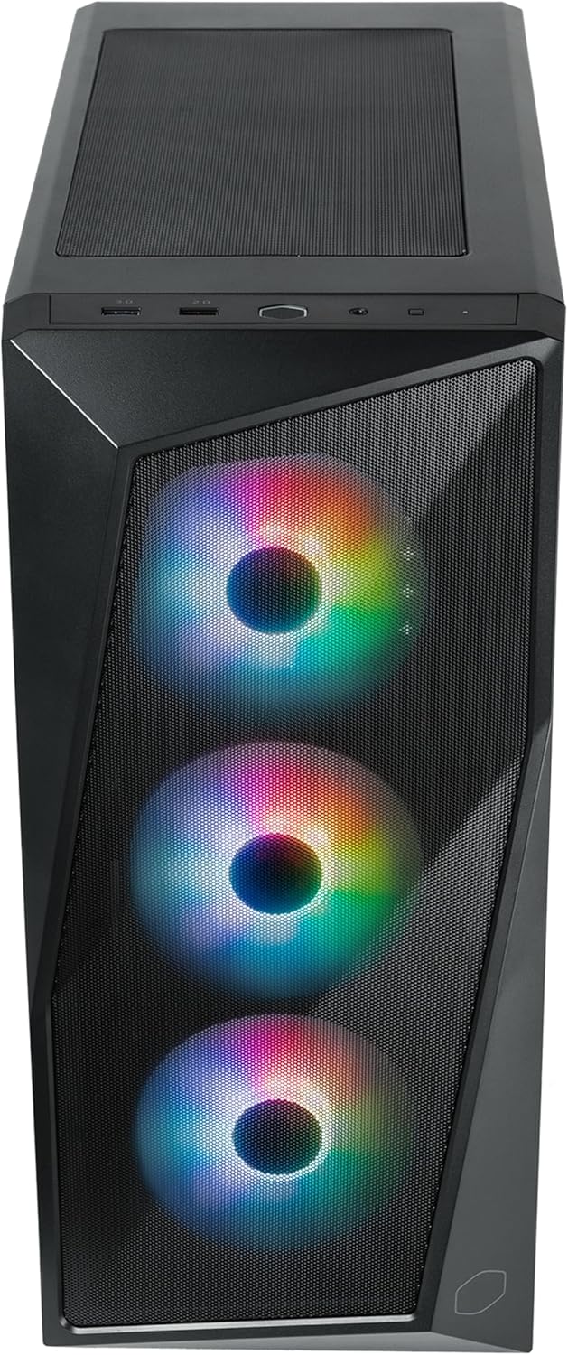 GABINETE COOLER MASTER CP520 CON VENTANA ARGB, MIDI-TOWER, USB 3.2/2.0, SIN FUENTE, 3 VENTILADORES ARGB, NEGRO