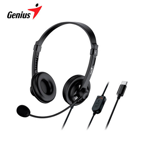 AUDIFONO C/MICROFONO USB-C NEGRO GENIUS HS-230U COMODIDAD Y SONIDO DE ALTA CALIDAD (31710021403)