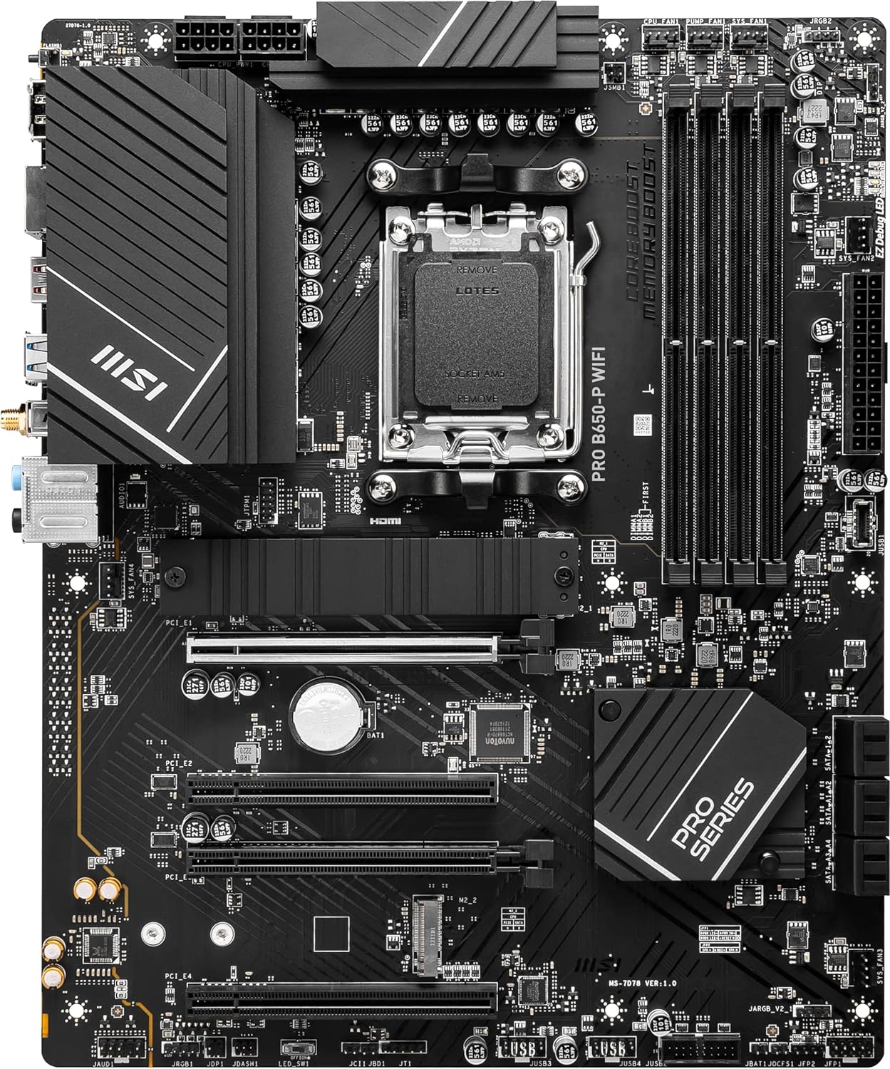 MOTHERBOARD MSI PRO B650-P WIFI, CHIPSET AMD B650, SOCKET AMD AM5, ATX