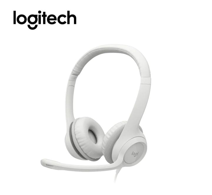 Auriculares USB Blanco con Micrófono y Cancelación de Ruido – Conexión Plug-and-Play para PC, Ideales para Llamadas, Estudio o Trabajo