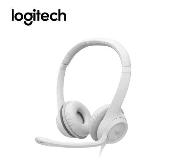 Auriculares USB Blanco con Micrófono y Cancelación de Ruido – Conexión Plug-and-Play para PC, Ideales para Llamadas, Estudio o Trabajo