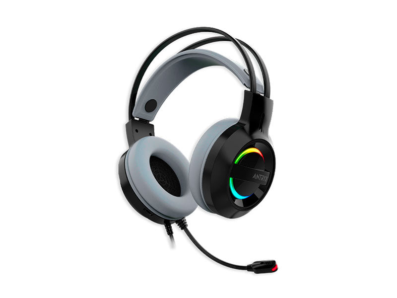 Audífono Gamer Antryx Iris-K 7.1 Virtual USB con Micrófono – Sonido Envolvente, Iluminación LED, Diseño Cómodo y Color Gris (Modelo AGH-7100KGY)