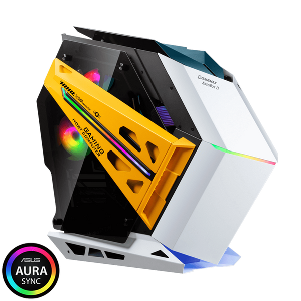 CASE ATX AUTOBOT 2 Aluminio, Case sin Fuente, 2xUSB 3.0, Audio HD, 2x12CM LED RGB COOLER, VT lateral, Full Aluminio, Medidas: 620 x 280 x 560mm, 1x3.5HDD + 3x2.5SDD interno