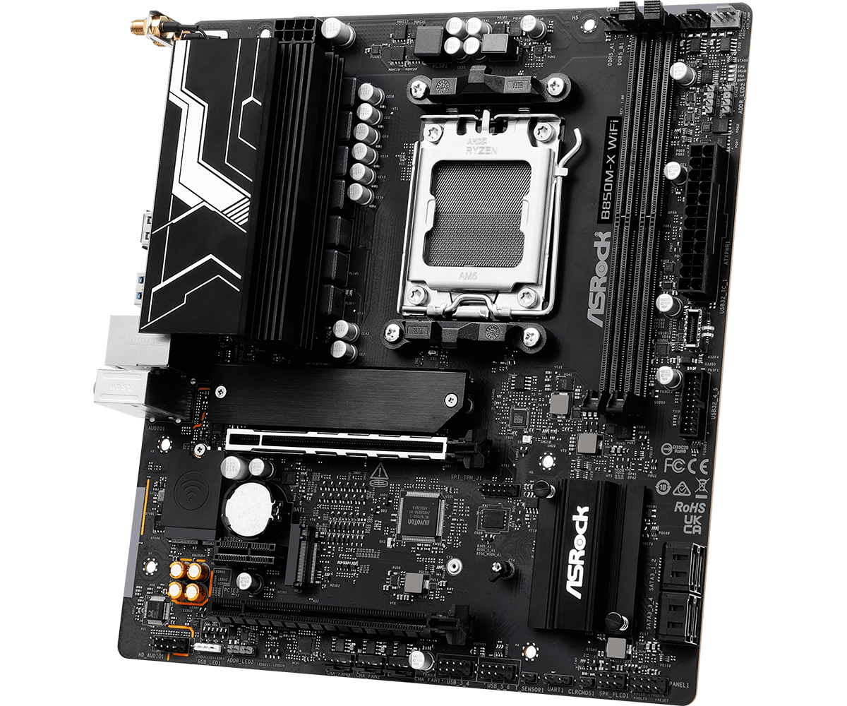 "PLACA BASE ASROCK B850M-X WIFI – MICRO ATX, WI-FI INTEGRADO, 4 PUERTOS SATA, IDEAL PARA PCS DE OFICINA Y ENTRETENIMIENTO"