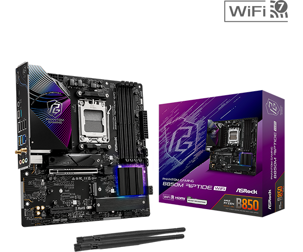 TARJETA MADRE ASROCK B850M RIPTIDE WIFI CHIPSET AMD B850 SOCKET AM5 FORMATO MATX