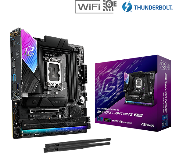 MOTHERBOARD ASROCK B860M LIGHTNING WIFI INTEL B860 LGA 1851 HDMI DP ATX GAMING