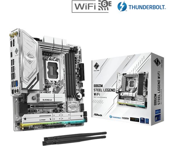 MOTHERBOARD ASROCK B860M STEEL LEGEND WIFI, CHIPSET INTEL B860, LGA 1851, HDMI, DP, FORMATO ATX