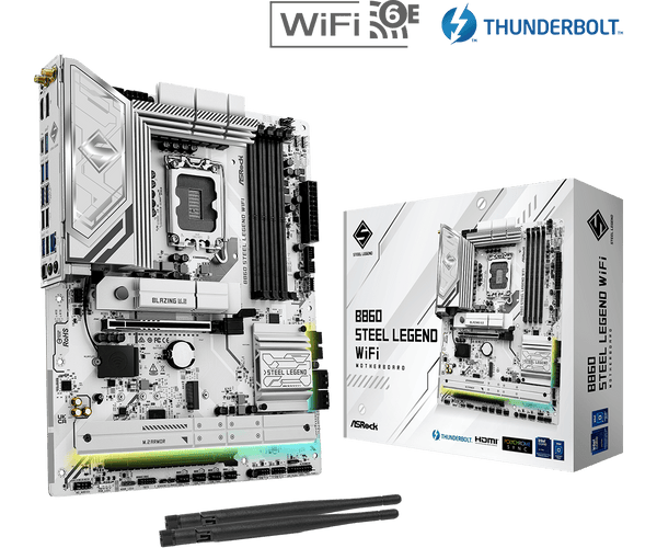 MOTHERBOARD ASROCK B860 STEEL LEGEND WIFI, CHIPSET INTEL B860, SOCKET LGA 1851, HDMI, DP, FORMATO ATX, CONECTIVIDAD WIFI INTEGRADA