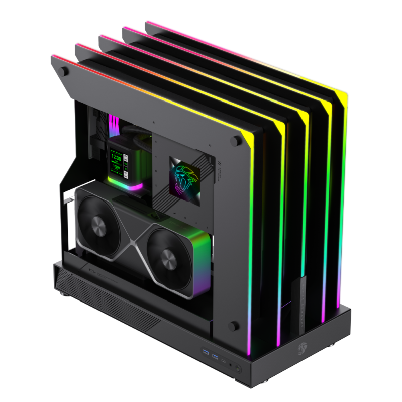 CASE ATX BLADE CONCEPT, Case sin Fuente, 2xUSB 3.0, Audio HD, USB TYPE C, FULL RGB, OPEN AIR, 277 LEDS, Medidas: 498 x 254 x 463mm, 2x3.5HDD interno, 2x2.5SDD