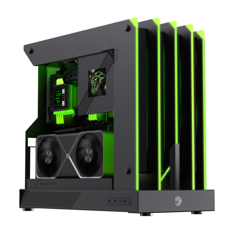 CASE ATX BLADE CONCEPT, Case sin Fuente, 2xUSB 3.0, Audio HD, USB TYPE C, FULL RGB, OPEN AIR, 277 LEDS, Medidas: 498 x 254 x 463mm, 2x3.5HDD interno, 2x2.5SDD