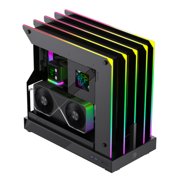 CASE ATX BLADE CONCEPT, Case sin Fuente, 2xUSB 3.0, Audio HD, USB TYPE C, FULL RGB, OPEN AIR, 277 LEDS, Medidas: 498 x 254 x 463mm, 2x3.5HDD interno, 2x2.5SDD