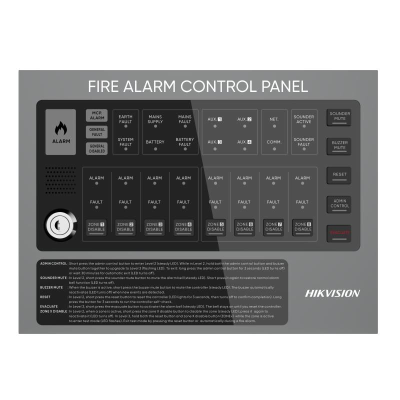Panel de Alarma Contra Incendio Hikvision HF-C108 Convencional - 8 Zonas vista principal