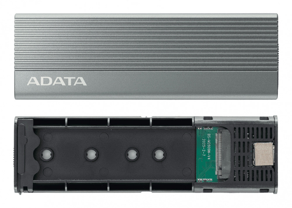 ADATA EC680-CCGY: CARCASA EXTERNA M.2 NVME USB-C 3.2 GEN2 (10 GBPS), ALUMINIO GRIS, MÓDULOS 2230-2280, INSTALACIÓN SIN TORNILLOS, HASTA 1.050 MB/S LECTURA / 1.000 MB/S ESCRITURA