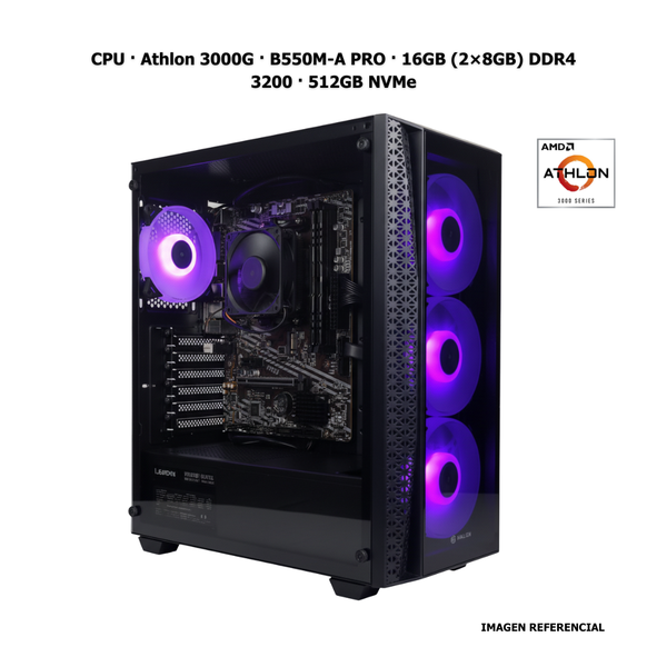 CPU · Athlon 3000G · B550M-A PRO · 16GB (2×8GB) DDR4 3200 · 512GB NVMe