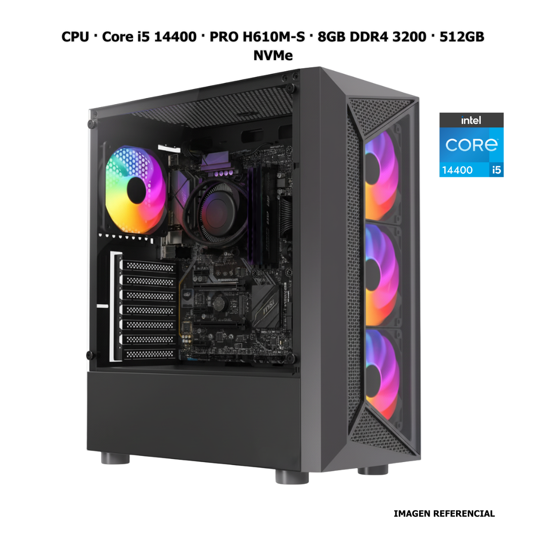 CPU · Core i5 14400 · PRO H610M-S · 8GB DDR4 3200 · 512GB NVMe
