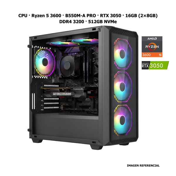 CPU · Ryzen 5 3600 · B550M-A PRO · RTX 3050 · 16GB (2×8GB) DDR4 3200 · 512GB NVMe