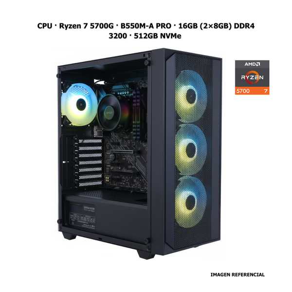 CPU · Ryzen 7 5700G · B550M-A PRO · 16GB (2×8GB) DDR4 3200 · 512GB NVMe