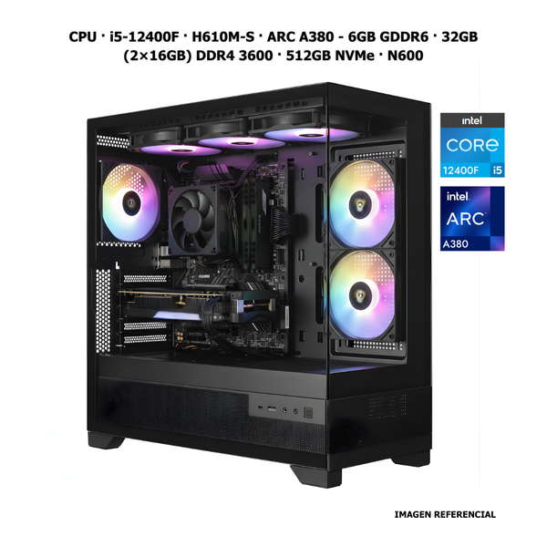 CPU · i5-12400F · H610M-S · ARC A380 - 6GB GDDR6 · 32GB (2×16GB) DDR4 3600 · 512GB NVMe · N600