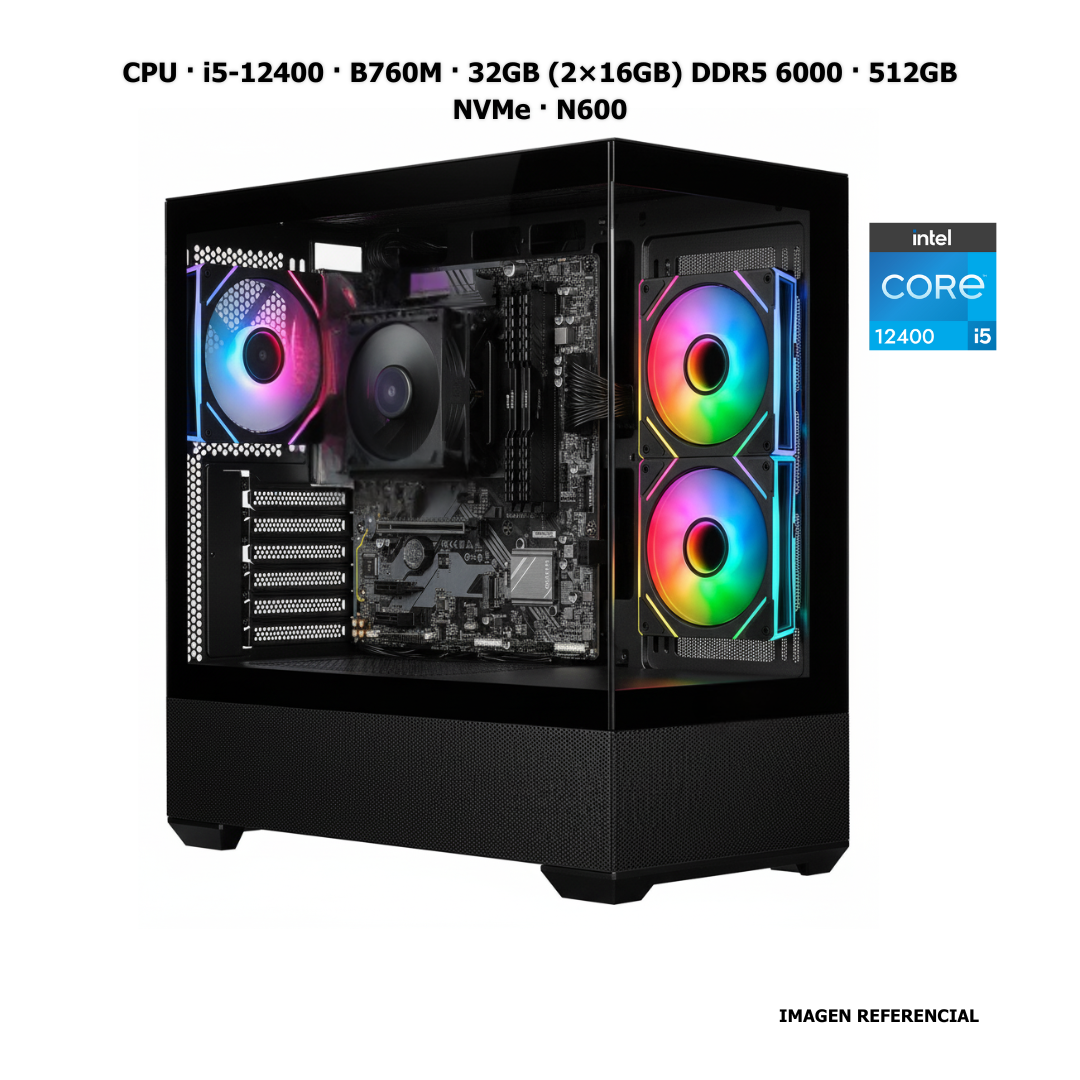 CPU · i5-12400 · B760M AORUS ELITE AX · 32GB (2×16GB) DDR5 6000 · 512GB NVMe · N600