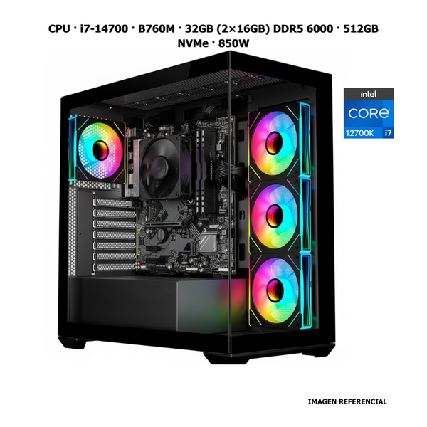 CPU · Core i7-14700 · B760M · 32GB (2×16GB) DDR5 6000 · 512GB NVMe · 850W