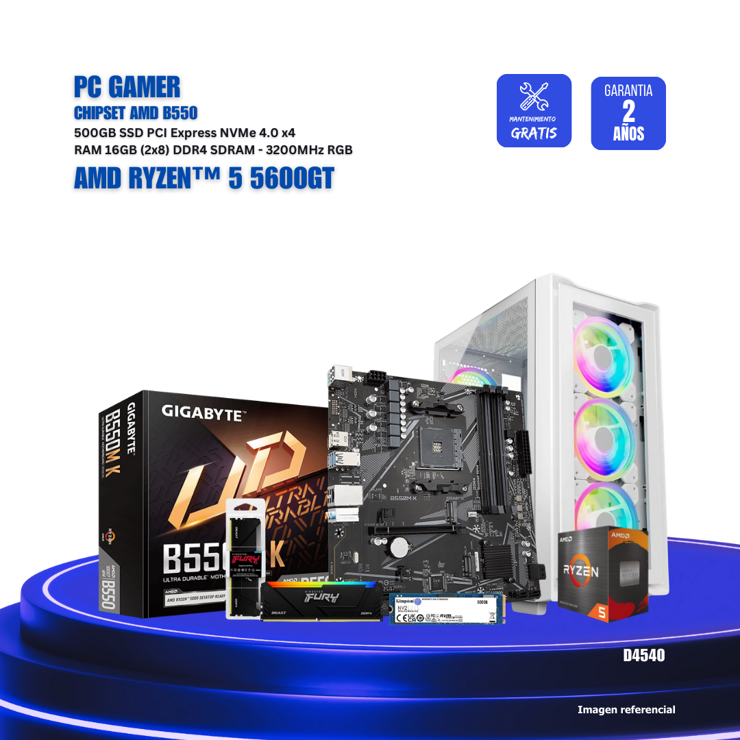 PC GAMER AMD RYZEN™ 5 5600GT - CHIPSET AMD A520- 500GB SSD