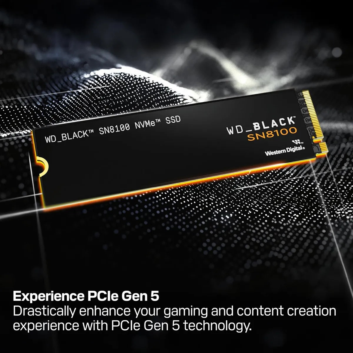 WD Black SN8100 WDS100T1X0M – SSD NVMe M.2 1 TB PCIe 5.0 x4, lectura 14 900 MB/s, escritura 11 000 MB/s, 3D TLC NAND, 1.6 M IOPS lectura, 2.4 M IOPS escritura, TBW 600 TB, perfil ultrafino 2.2 mm