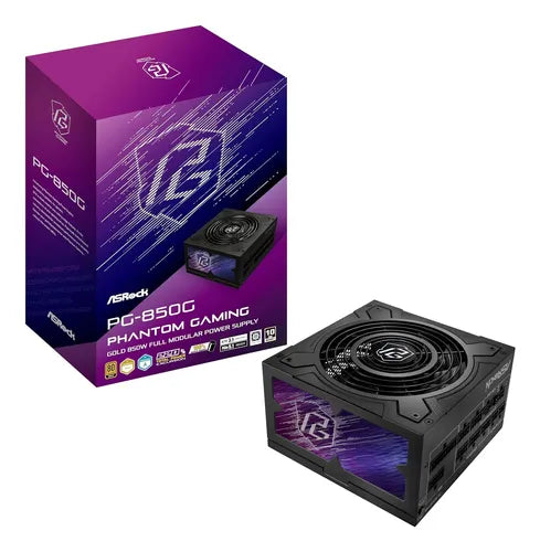 FUENTE DE ALIMENTACIÓN ASROCK PG-850G, 850W, ATX, 80 PLUS GOLD.