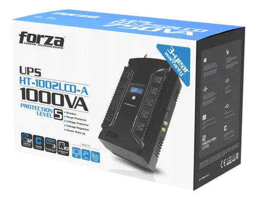 UPS INTERACTIVO FORZA HT1002LCD, 1000VA / 600W, 220V