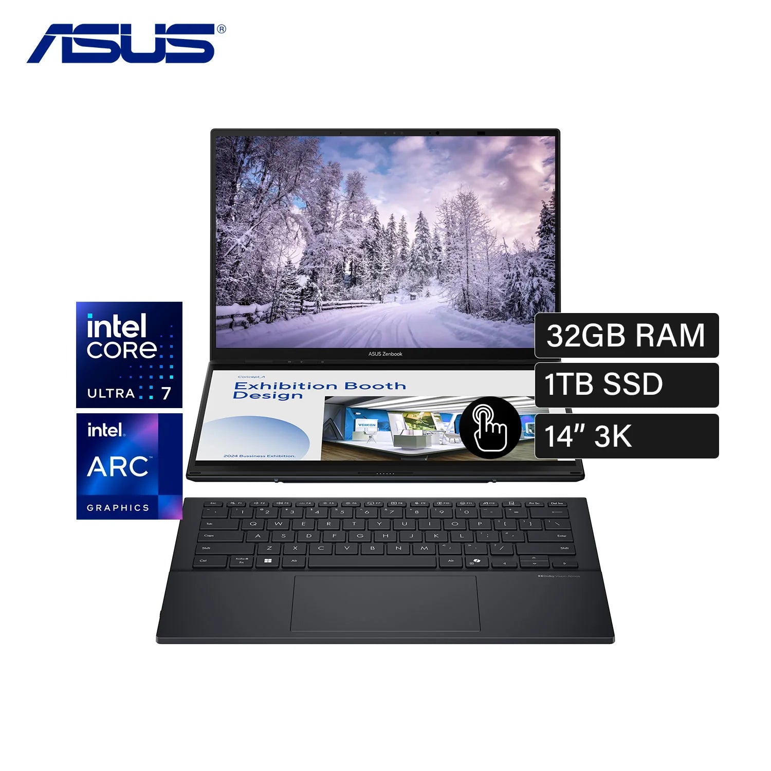 LAPTOP ASUS UX8406CA-PZ073W, INTEL CORE ULTRA 9, 32GB RAM, 1TB SSD, PANTALLA 14" OLED, WINDOWS 11 - COD. 90NB14X1-M007Y0