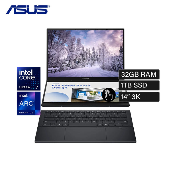 LAPTOP ASUS UX8406CA-PZ073W, INTEL CORE ULTRA 9, 32GB RAM, 1TB SSD, PANTALLA 14" OLED, WINDOWS 11 - COD. 90NB14X1-M007Y0
