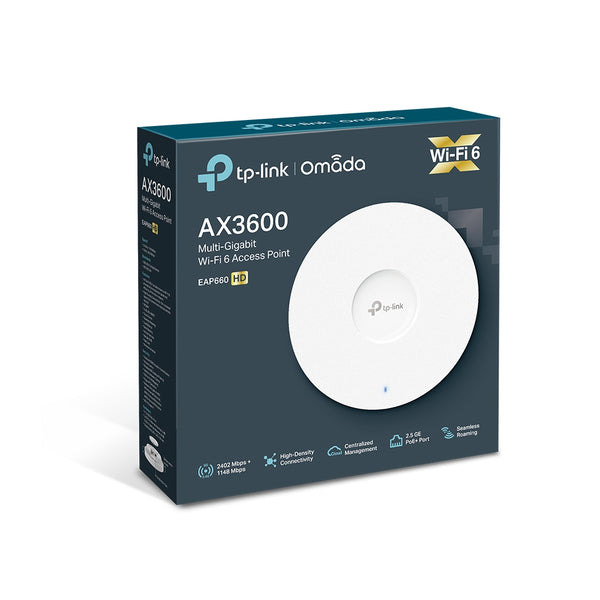 ACCESS POINT TP-LINK EAP660-HD, AX3600, DUAL BAND, 2 X 5DBI, POE, WIFI 6