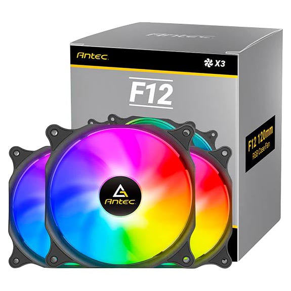 VENTILADOR ANTEC F12 SILENT SERIES ARGB CON CONTROL REMOTO Y DISEÑO SILENCIOSO, PAQUETE DE 3 UNIDADES