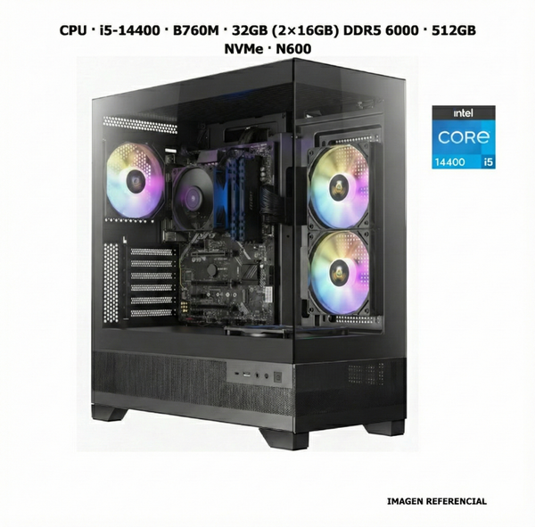 CPU · Core i5-14400 · B760M  · 32GB (2×16GB) DDR5 6000 · 512GB NVMe · N600