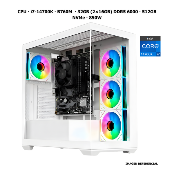 CPU · i7-14700K · B760M  · 32GB (2×16GB) DDR5 6000 · 512GB NVMe · 850W