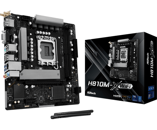 PLACA BASE ASROCK H810M-X WIFI – MICRO ATX, WI-FI INTEGRADO, COMPATIBLE CON INTEL, 2 PUERTOS M.2, IDEAL PARA PCS DE OFICINA Y ENTRETENIMIENTO