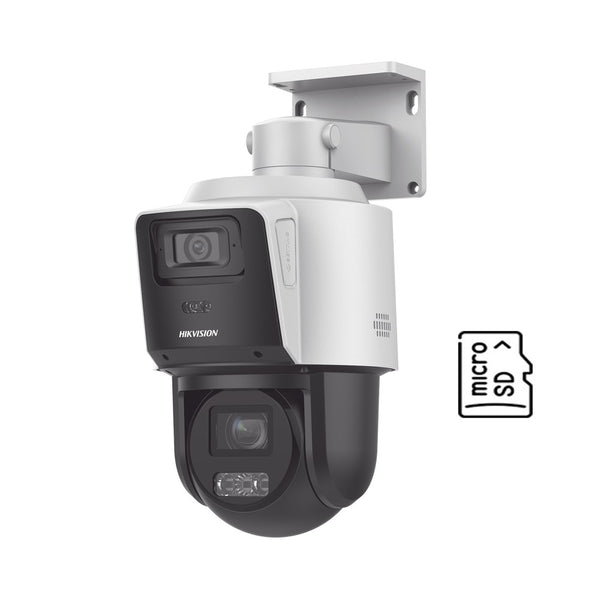 CÁMARA IP HIKVISION DS-2SE3C204MWG-E/12 2MP POE PTZ DUAL-LENTE 4X ZOOM ÓPTICO, VISIÓN NOCTURNA 40M, IP66 EXTERIOR, LENTE FIJO 2.8MM Y TARJETA SD 512GB