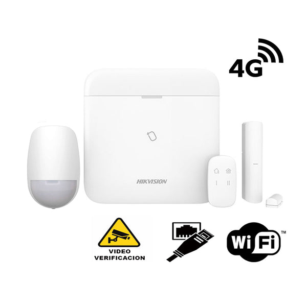 KIT PANEL DE CONTROL HIKVISION DS-PWA48-KIT-WB DE 48 ZONAS INCLUYE HUB CON BATERÍA, SIRENA, CONTROL REMOTO Y SENSORES AX PRO
