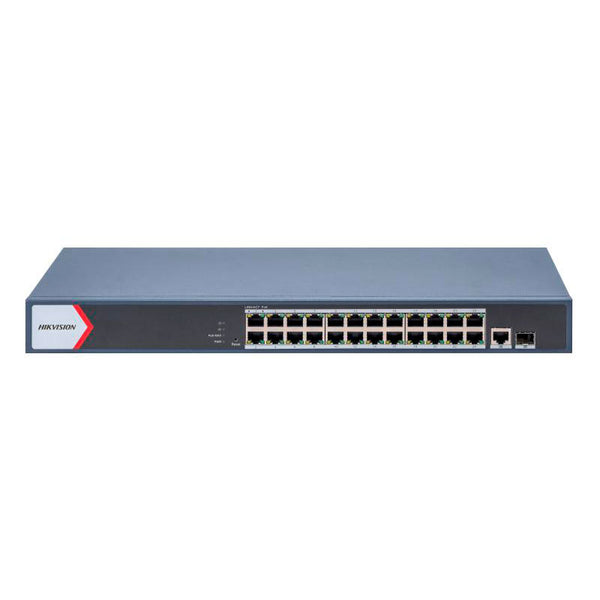 Hikvision DS‑3E1526P‑SI(O‑STD) – Switch administrable inteligente 24×Gigabit PoE+ 370 W, 2×SFP, VLAN, QoS, Link Aggregation, montaje en rack