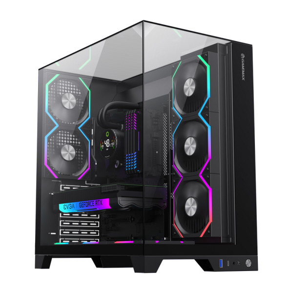 CASE ATX INFINITY PRO, sin Fuente, 1xUSB 3.0, Audio & Mic TRRS, 1xUSB-Tipo C, 5x120mm ARGB COOLER, Vidrio Templado Superior, Frontal y Lateral, Medidas: 418 x 272 x 454mm, 1x3.5HDD + 3x2.5SDD interno