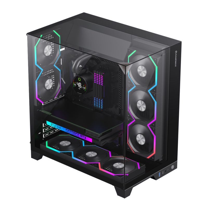 CASE ATX INFINITY PRO, sin Fuente, 1xUSB 3.0, Audio & Mic TRRS, 1xUSB-Tipo C, 5x120mm ARGB COOLER, Vidrio Templado Superior, Frontal y Lateral, Medidas: 418 x 272 x 454mm, 1x3.5HDD + 3x2.5SDD interno