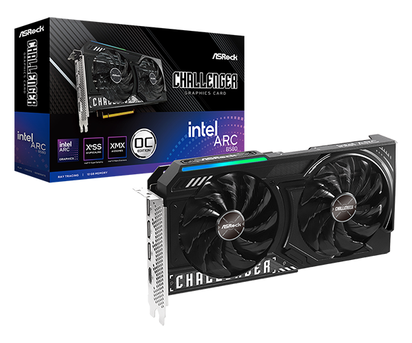 ASROCK INTEL ARC B580 CHALLENGER 12GB OC – TARJETA GRÁFICA GDDR6 CON DOBLE VENTILADOR Y SOPORTE PARA DIRECTX® 12 ULTIMATE