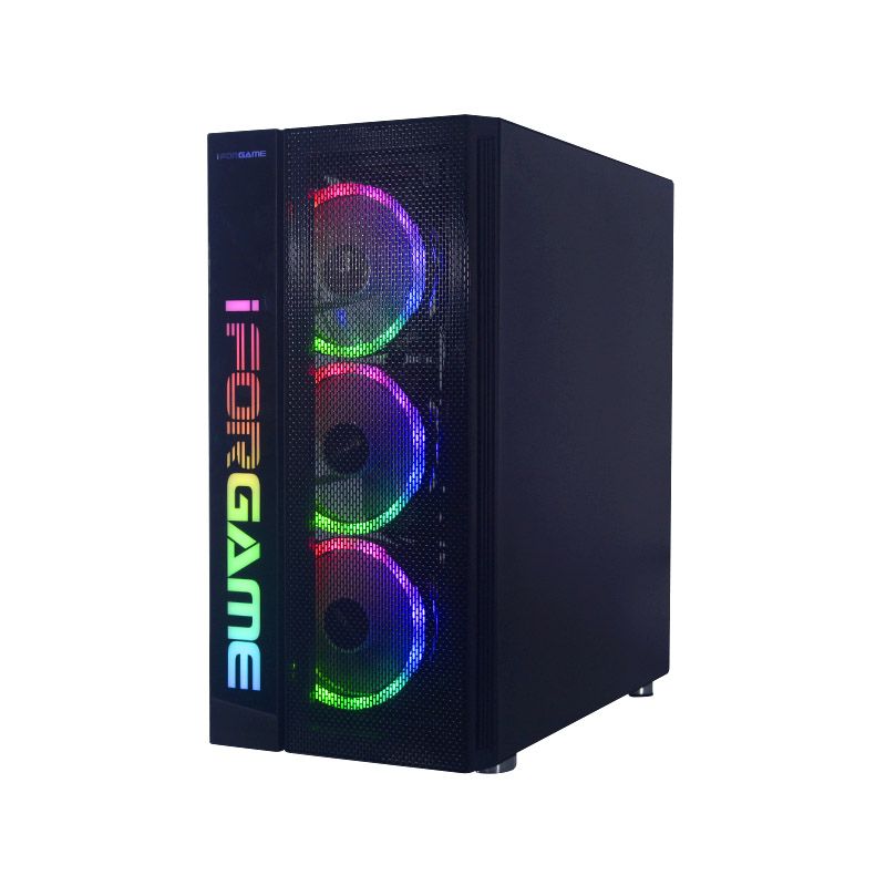 CASE E-ATX IFORGAME J04, Fuente AK600 80+ BRONZE, 2xUSB 2.0, 1xUSB 3.0, Audio HD, 4x12CM LED RGB COOLER, VT lateral y frontal, Medidas: 450 x 210 x 420mm, 2x3.5HDD, 2x2.5SDD interno