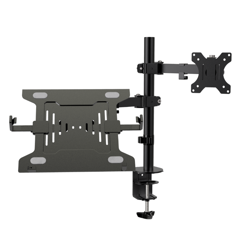 SOPORTE PARA MONITOR Y LAPTOP KMM-301 – PANTALLAS 13-32'', LAPTOPS 10-15.6'', ROTACIÓN 180°, INCLINACIÓN 45°, NEGRO