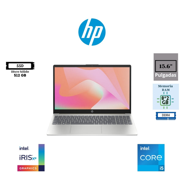 LAPTOP HP 15-FD0260LA, INTEL CORE I5-1334U, 16GB RAM DDR4, 512GB SSD, PANTALLA FHD 15.6", GRÁFICOS IRIS XE, WINDOWS 11, COLOR ORO