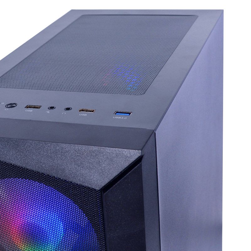 CASE ATX MARTE CR28, FUENTE 500W, 2xUSB 2.0, 1xUSB 3.0, Audio HD, 4x12CM LED RAINBOW COOLER, VT lateral, Medidas: 365 x 200 x 455mm, 2x3.5HDD, 2x2.5SDD interno