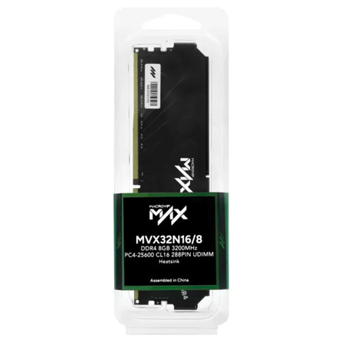 Memoria UDIMM MacroVip Max, MVX32N16/8, 8 GB DDR4-3200MHz PC4-25600, CL16,288-Pin